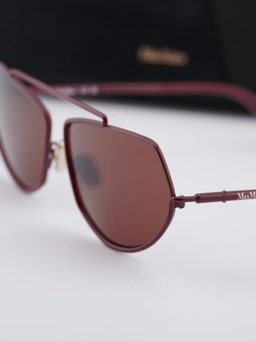 Max Mara MM0165 69S Joey Geometric Sunglasses - Shiny Bordeaux/Bordeaux